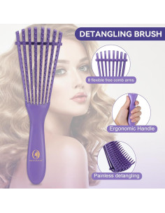 Juego de Cepillos para el Cabello BRUSHZOO - Morado, 4 Piezas 2