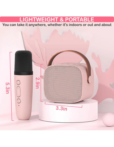 Mini Máquina de Karaoke K1 Rosa para Niños y Adultos