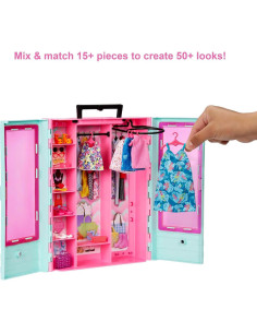 Juego de armario Barbie con 3 atuendos y accesorios 2