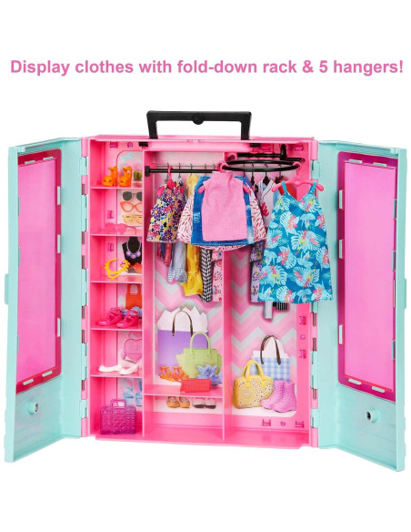Juego de armario Barbie con 3 atuendos y accesorios