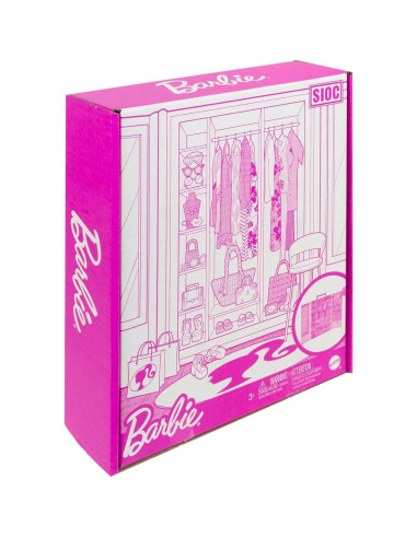Juego de armario Barbie con 3 atuendos y accesorios