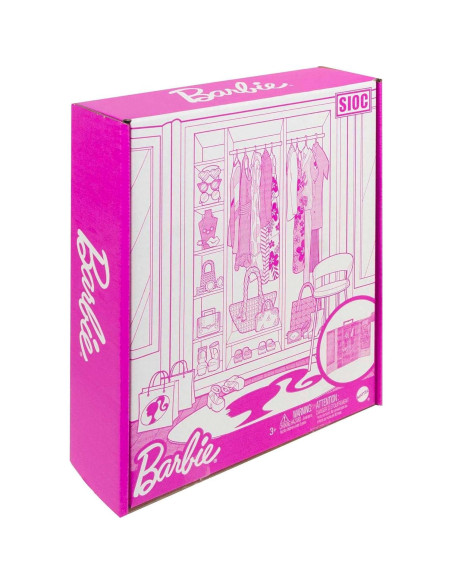 Juego de armario Barbie con 3 atuendos y accesorios