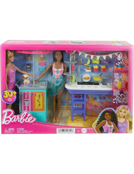Juego de Barbie Set Playa con 2 Muñecas y 30 Accesorios