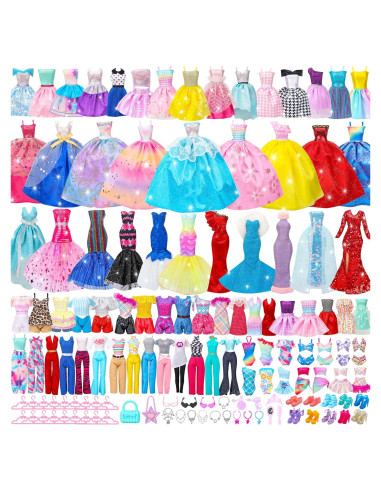 70 Piezas Ropa de Muñeca Style Shine - Vestidos y Accesorios