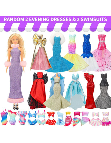 70 Piezas Ropa de Muñeca Style Shine - Vestidos y Accesorios