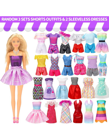70 Piezas Ropa de Muñeca Style Shine - Vestidos y Accesorios