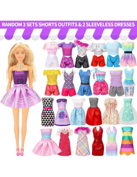 70 Piezas Ropa de Muñeca Style Shine - Vestidos y Accesorios
