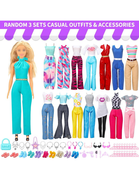 70 Piezas Ropa de Muñeca Style Shine - Vestidos y Accesorios