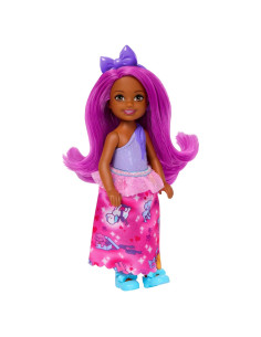 Muñeca Barbie Chelsea Real con Cabello Rosa y Diadema Morada