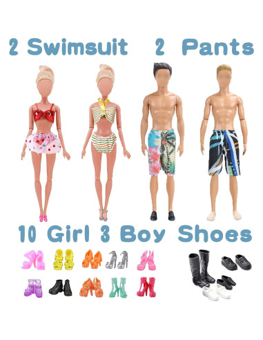 27 Piezas Ropa y Accesorios para Muñecas 11.5" y 12"