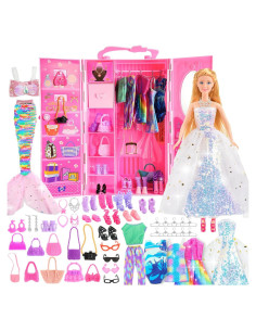 Armario de Muñecas Rosa ZapWhiz con Accesorios 29.21 cm