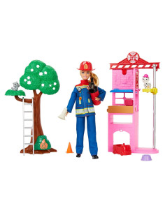 Muñeca Barbie Bombera con Estación de Bomberos y Accesorios