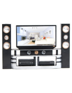 Juego de Muebles de Casa de Muñecas E-TING TV Hi-Fi 21.8x14.7cm