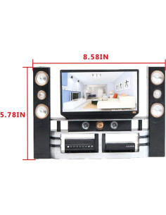 Juego de Muebles de Casa de Muñecas E-TING TV Hi-Fi 21.8x14.7cm 2