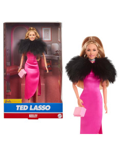 Muñeca Barbie Keeley Jones Ted Lasso con vestido rosa 33 cm
