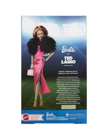 Muñeca Barbie Keeley Jones Ted Lasso con vestido rosa 33 cm