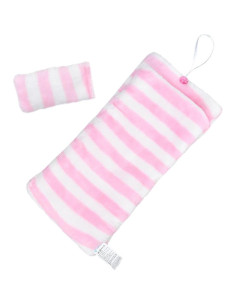 Saco de dormir de peluche E-TING para muñecas 29.21 cm Rayas rosas 2