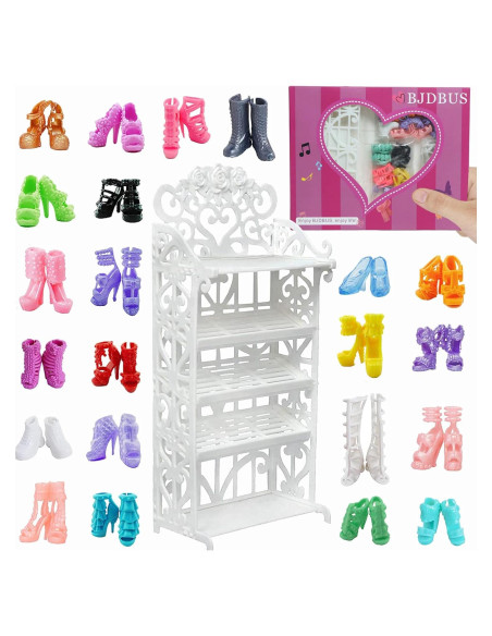 Estante para Zapatos de Muñeca BJDBUS + 20 Pares Accesorios