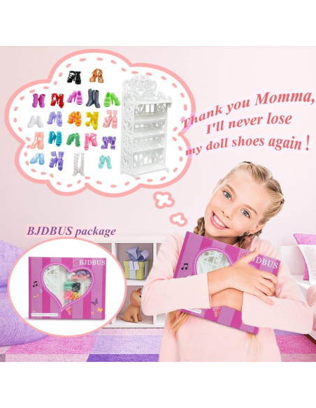 Estante para Zapatos de Muñeca BJDBUS + 20 Pares Accesorios