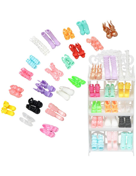 Estante para Zapatos de Muñeca BJDBUS + 20 Pares Accesorios