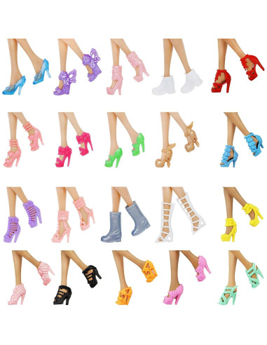 Estante para Zapatos de Muñeca BJDBUS + 20 Pares Accesorios