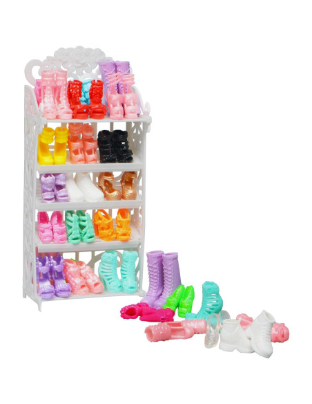 Estante para Zapatos de Muñeca BJDBUS + 20 Pares Accesorios