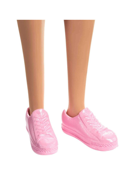 Muñeca Barbie Malibu con Camiseta Arcoíris y Falda de Mezclilla