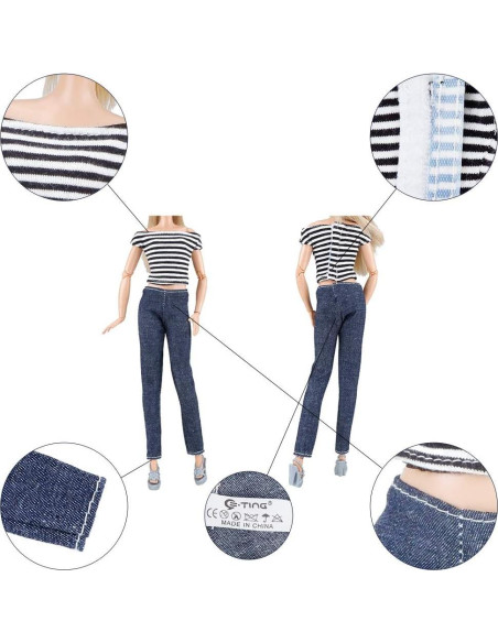 Conjunto Ropa de Muñeca E-TING 11.5" 5 Piezas Estilo B