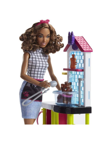 Muñeca Barbie Estilista de Mascotas con Accesorios