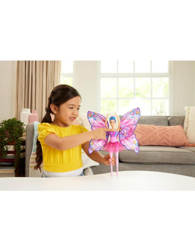 Muñeca Barbie Bailar y Revolotear 2-en-1 con Alas de Mariposa