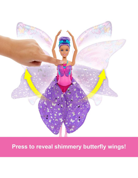 Muñeca Barbie Bailar y Revolotear 2-en-1 con Alas de Mariposa