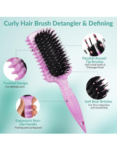 Cepillo Definidor de Rizos GFDCK Púrpura Mármol 24.4x8x4.4cm 2