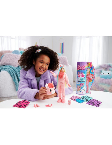 Muñeca Barbie Cutie Reveal Llama de Peluche con 10 Sorprisas