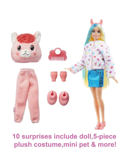 Muñeca Barbie Cutie Reveal Llama de Peluche con 10 Sorprisas