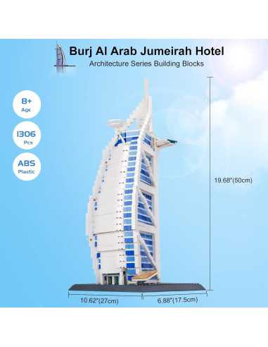 Juego de Bloques de Construcción Hallisun Burj Al Arab 1306 Piezas