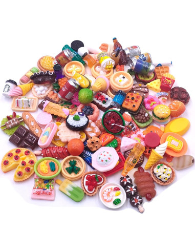 100pcs Juguetes de Comida Miniatura Atoyzybin para Muñecas