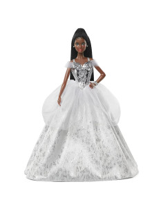 Muñeca Barbie Navidad 2021 Mattel 30.48 cm vestido plateado