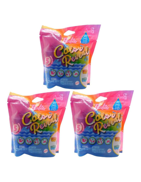 Barbie Revelación de Color Mascotas Sirena Estrella de Mar - 3 Paquetes