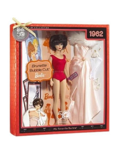 Muñeca Barbie Corte Burbuja Castaña 50 Aniversario Mattel