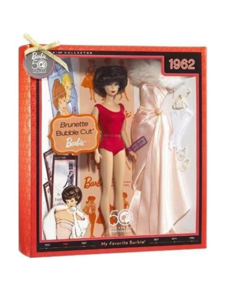 Muñeca Barbie Corte Burbuja Castaña 50 Aniversario Mattel