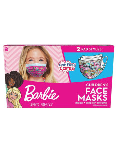 Mascarillas desechables para niños Barbie - 14 unidades, 2 a 7 años