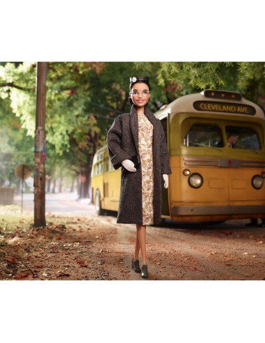 Muñeca Barbie Rosa Parks Coleccionable con Accesorios y Soporte