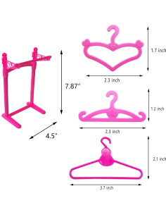 55 Perchas Rosa para Muñecas + Soporte - Accesorios 12" 2