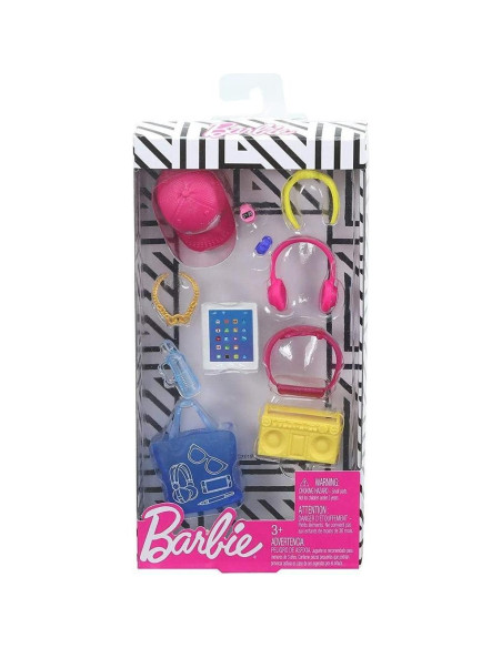 Paquete de Accesorios Barbie - Radiograbadora, Auriculares, Bolsa