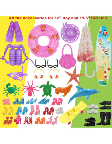 89 Piezas Ropa y Accesorios para Muñecos 30 y 29 cm ZTWEDEN