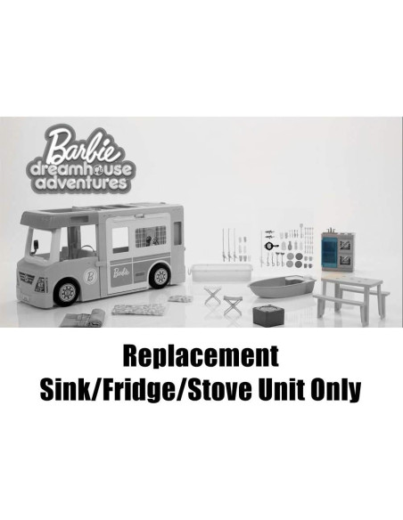 Pieza de Repuesto Barbie 3-en-1 DreamCamper GHL93 - Fregadero, Refrigerador y Estufa