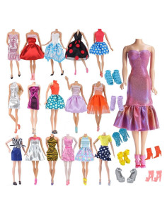 Conjunto de Vestidos y Zapatos para Muñeca E-TING 15pcs