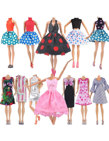 Conjunto de Vestidos y Zapatos para Muñeca E-TING 15pcs