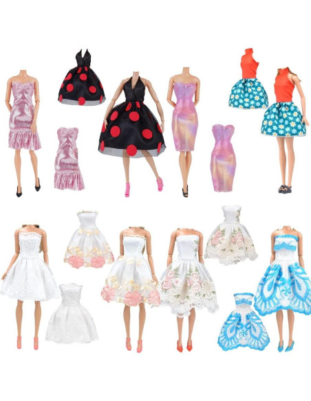 Conjunto de Vestidos y Zapatos para Muñeca E-TING 15pcs