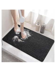 HITSLAM Alfombrilla de Ducha Antideslizante 61x41 cm PVC Negra